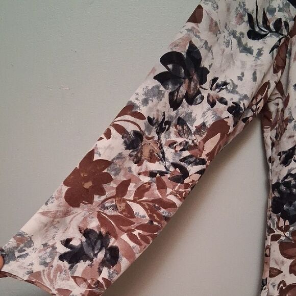 Denim & Co Stretch Woven Button Up Long Sleeve Floral Large - Picture 7 of 12